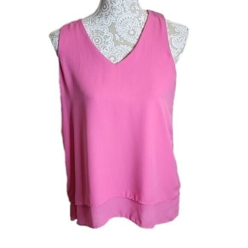 Sleeveless V-Neck Pink Blouse